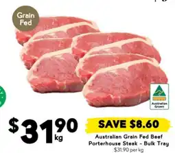 Drakes Australian grain fed beef porterhouse steak - bulk tray offer