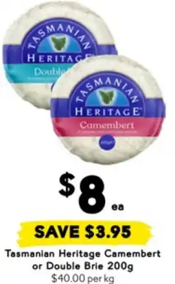 Drakes Tasmanian heritage camembert or double brie offer