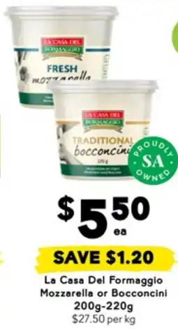 Drakes La casa del formaggio mozzarella or bocconcini offer