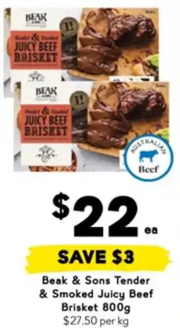 Drakes Beak & sons tender & smoked juicy beef brisket offer