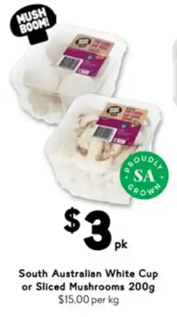 Drakes South australian white cup or sliced mushrooms offer