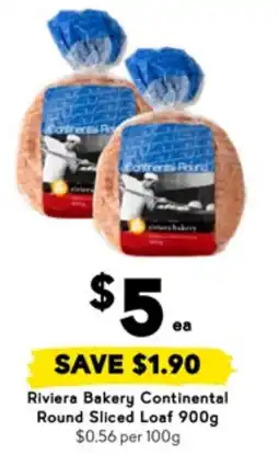 Drakes Riviera bakery continental round sliced loaf offer