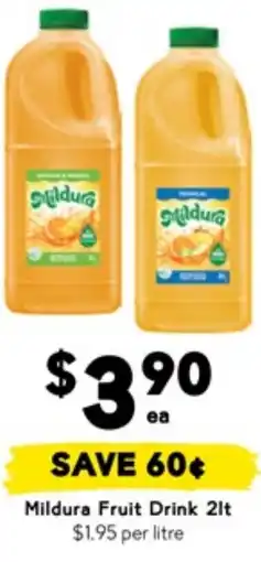 Drakes Mildura fruit drink offer