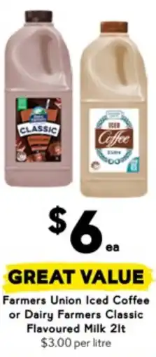 Drakes Farmers union iced coffee or dairy farmers classic flavoured milk offer