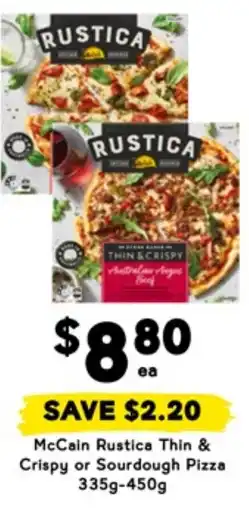 Drakes Mccain rustica thin & crispy or sourdough pizza offer