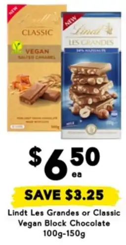 Drakes Lindt les grandes or classic vegan block chocolate offer