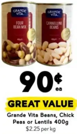Drakes Grande vita beans, chick peas or lentils offer