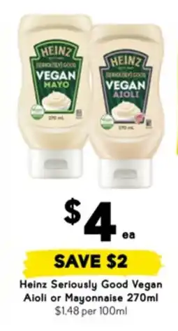 Drakes Heinz seriously good vegan aioli or mayonnaise offer