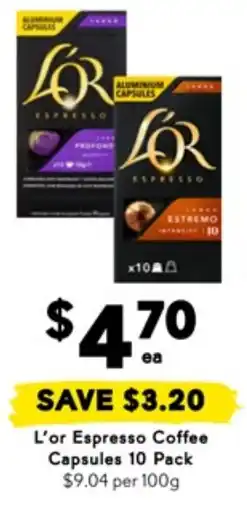 Drakes L'or Espresso Coffee Capsules 10 Pack offer