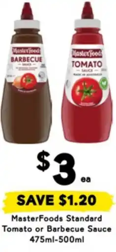 Drakes Masterfoods standard tomato or barbecue sauce offer