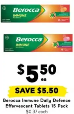 Drakes Berocca immune daily defence effervescent tablets 15 pack offer