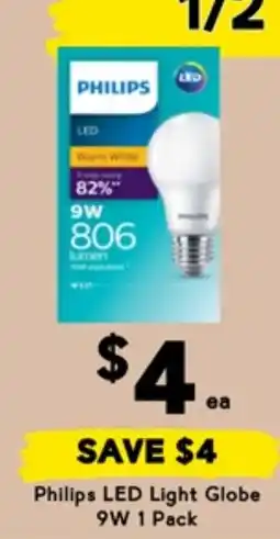 Drakes Philips LED Light Globe 9W 1 Pack offer