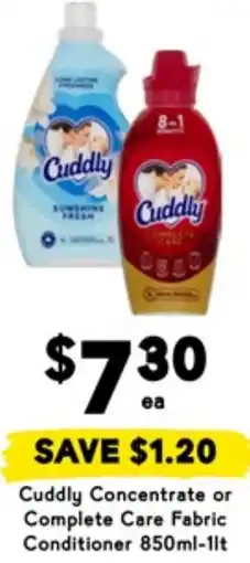 Drakes Cuddly concentrate or complete care fabric conditioner offer