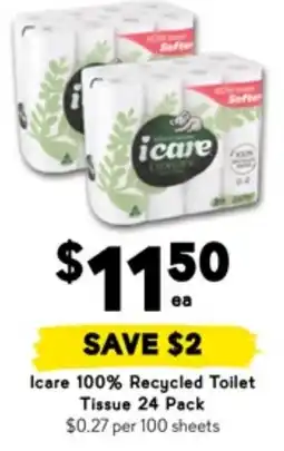 Drakes Icare 100% recycled toilet tissue 24 pack offer