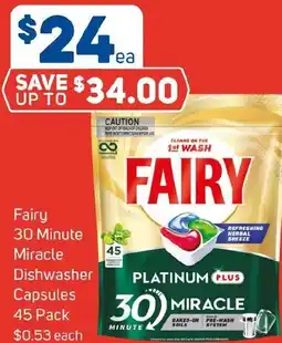 Foodland Fairy 30 minute miracle dishwasher capsules offer
