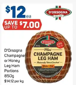 Foodland D'orsogna champagne or honey leg ham portions offer