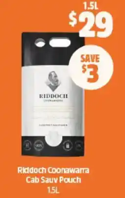 BWS Riddoch coonawarra cab sauv pouch offer