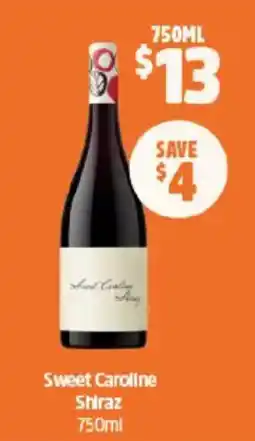 BWS Sweet caroline shiraz offer