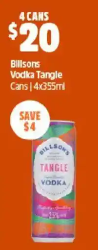 BWS Billsons vodka tangle cans offer