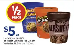Ritchies Hershey's, reese's or violet crumble ice cream varieties offer