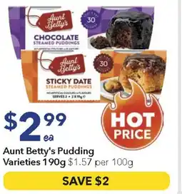 Ritchies Aunt betty's pudding varieties offer