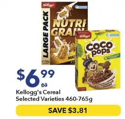Ritchies Kellogg's cereal selected varieties offer