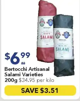 Ritchies Bertocchi artisanal salami varieties offer
