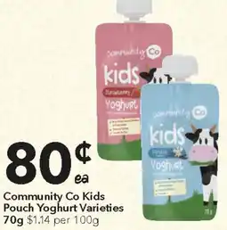 Ritchies Community co kids pouch yoghurt varieties offer