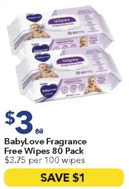 Ritchies Babylove fragrance free wipes offer