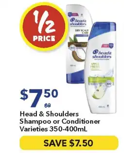 Ritchies Head & shoulders shampoo or conditioner varieties offer
