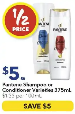 Ritchies Pantene shampoo or conditioner varieties offer