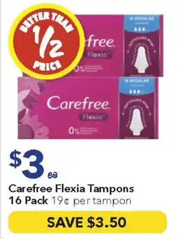 Ritchies Carefree flexia tampons offer