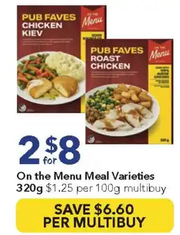 Ritchies On the menu meal varieties offer