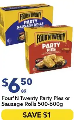 Ritchies Four'n twenty party pies or sausage rolls offer