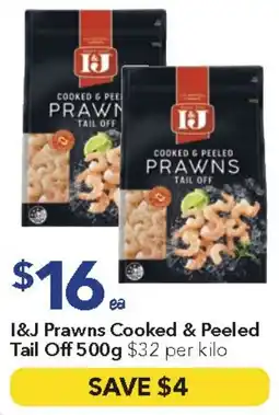 Ritchies I&j prawns cooked & peeled tail off offer