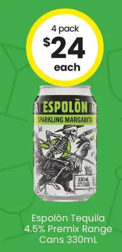 The Bottle O Espolón tequila premix range offer
