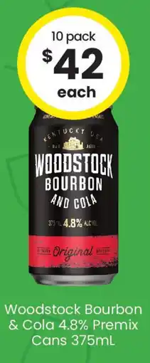 The Bottle O Woodstock bourbon & cola premix offer
