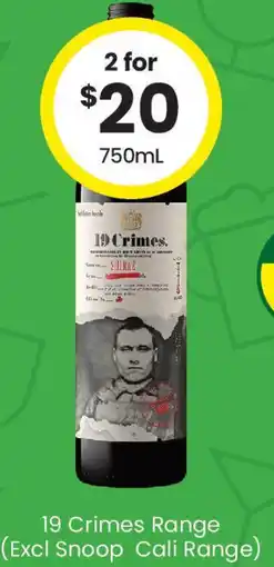The Bottle O 19 Crimes Range offer