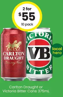The Bottle O Carlton draught or victoria bitter offer