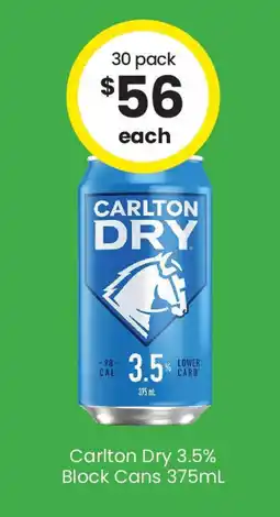 The Bottle O Carlton Dry 3.5% Block Cans 375mL offer