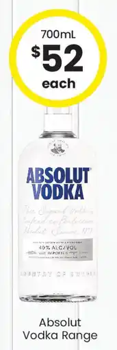 The Bottle O Absolut vodka range offer