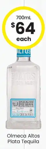 The Bottle O Olmeca altos plata tequila offer