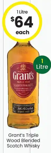 The Bottle O Grant's triple wood blended scotch whisky offer
