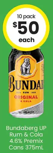 The Bottle O Bundaberg up rum & cola offer