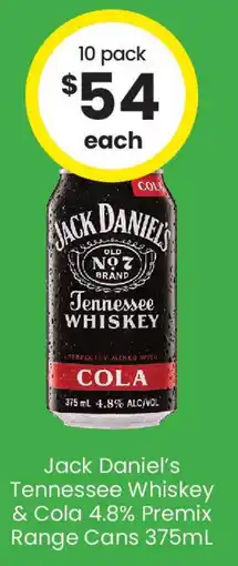 The Bottle O Jack daniel's tennessee whiskey & cola offer