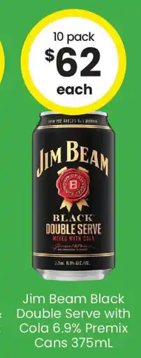 The Bottle O Jim beam black double serve with cola offer