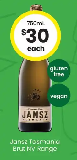 The Bottle O Jansz tasmania brut nv range offer