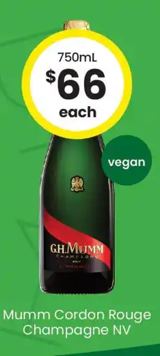 The Bottle O Mumm cordon rouge champagne nv offer