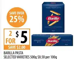 Supabarn Barilla pasta selected varieties offer