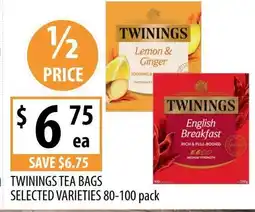 Supabarn Twinings tea bags selected varieties offer